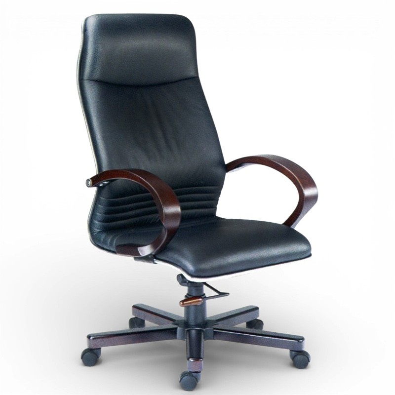 透氣皮木扶手主管辦公椅