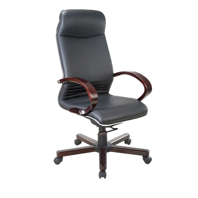 透氣皮木扶手主管辦公椅